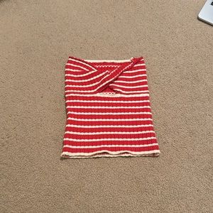 Amazing orangish red and yellow strapless top (good quality)